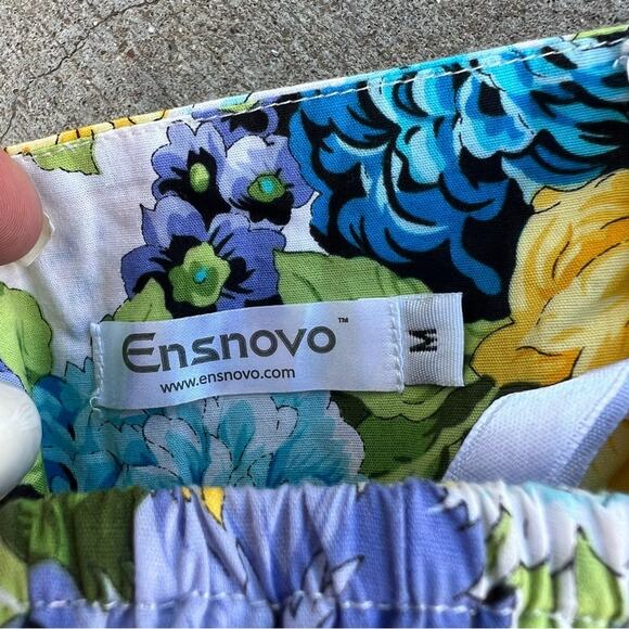 Ensnovo 50s Pinup Style Pansy Floral Garden Party Halter Tie Dress MEDIUM - Picture 7 of 7